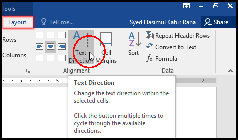 Text Direction in Table Cell MS Word 2016 Bangla Tutorial