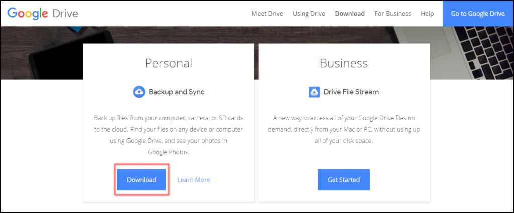 Google drive sync file download