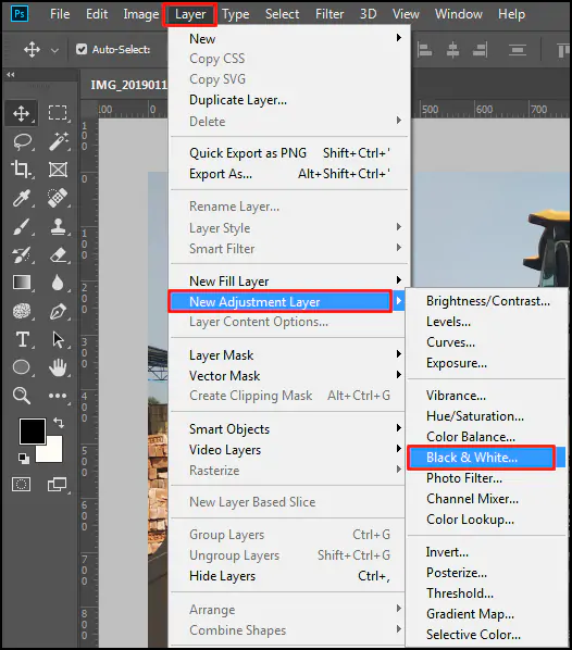 New Adjustment Layer in Adobe Photoshop CC