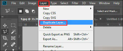 Duplicate layer in Adobe Photoshop CC