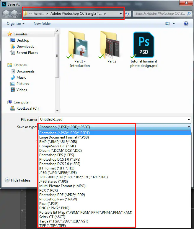 Save File in Photoshop CC