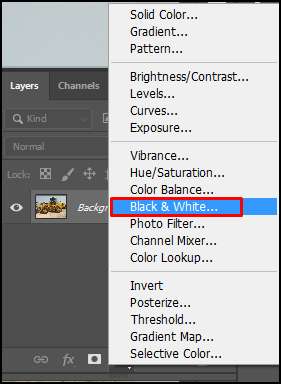 Black and white from adjustment layer in Adobe Photoshop CC