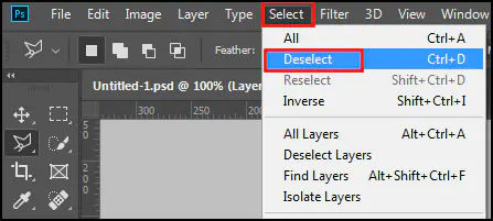 Deselect in Adobe Photoshop CC