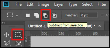 Subtract from selection in Adobe Photoshop CC