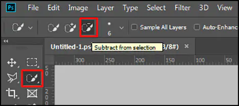 Subtract from Selection in Adobe Photoshop CC